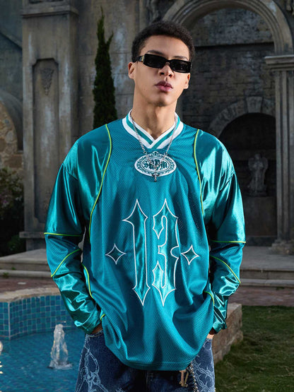 Supermade American Gothic Font Satin Mesh Jersey 