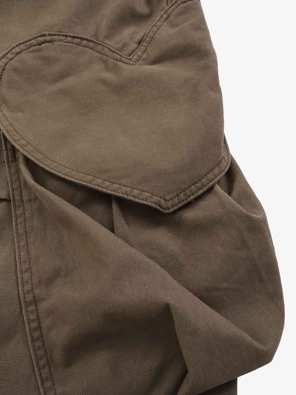 Heart-Slit Multi-Pocket Washed Wide-Leg Pants