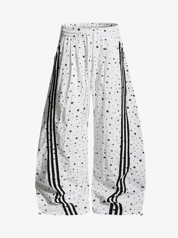 Star Pattern Side Stripe Baggy Track Pants 