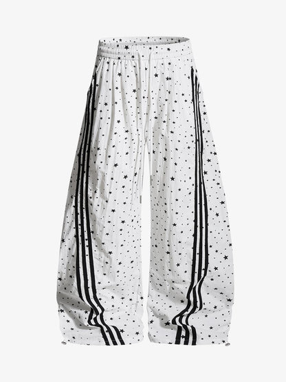 Star Pattern Side Stripe Baggy Track Pants 