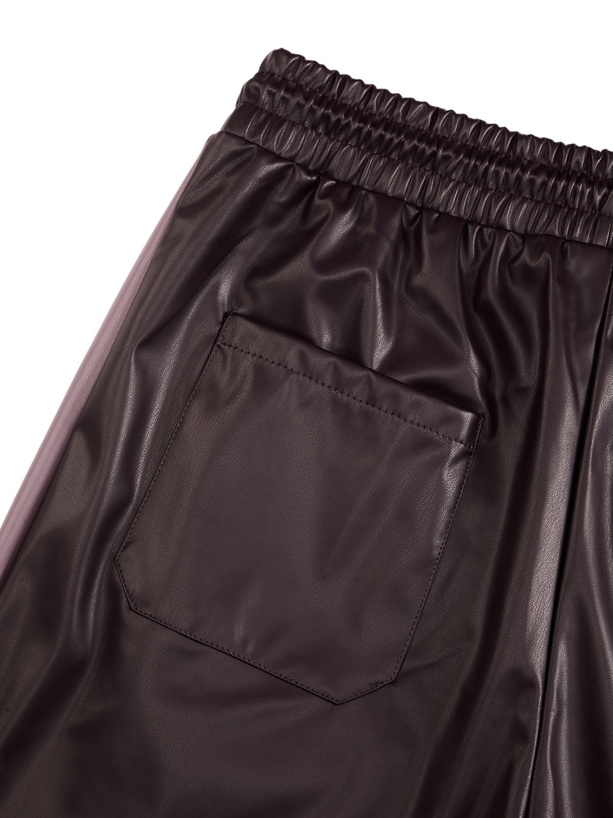 Stitching Flame Letter Embroidered Leather Shorts