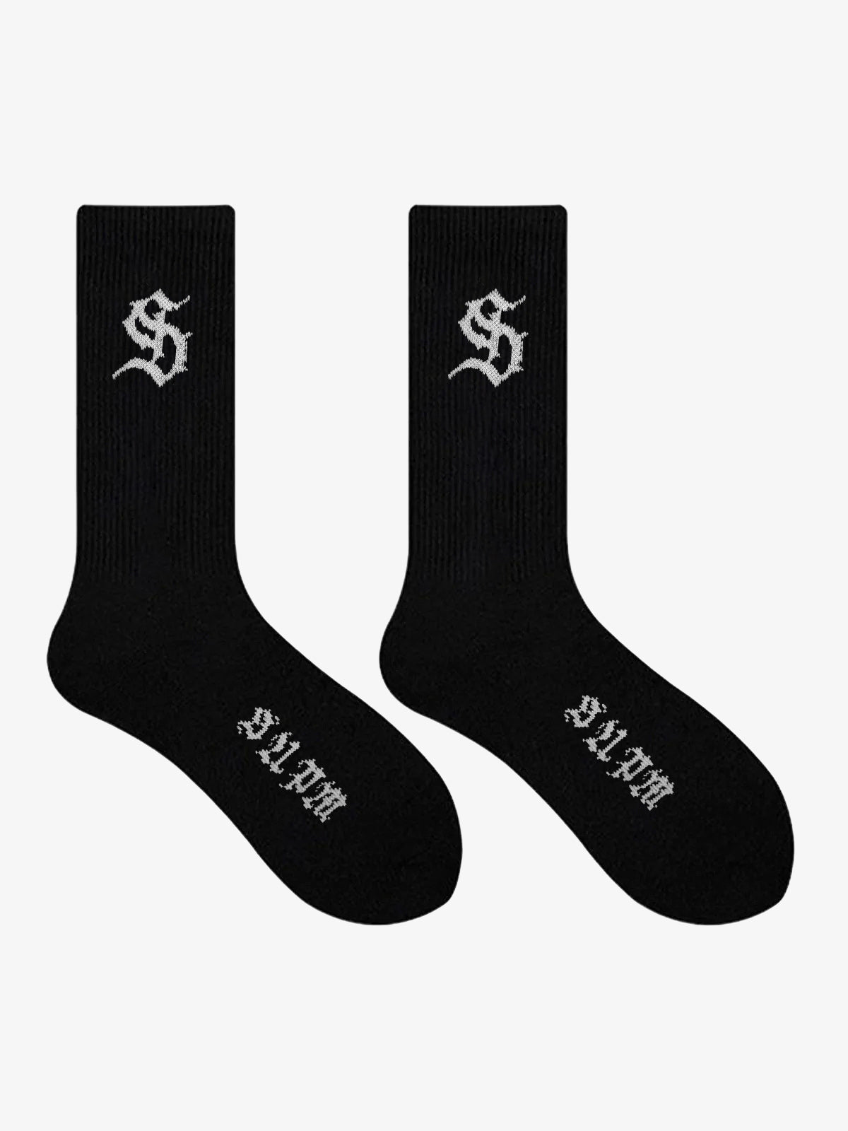 Stylish Black Crew Socks with Unique Logo Design for Everyday Wear 
