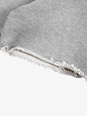 Off-Shoulder Raw Edge Cropped Long Sleeve Tee