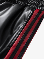 Striped Racing Faux-Leather Shorts 
