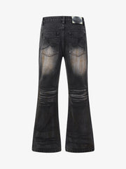 Distressed Button Fly Bootcut Jeans