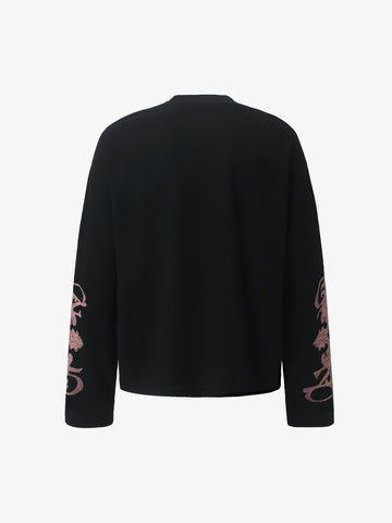 Studded Graphic Heavyweight Waffle Long Sleeve Tee