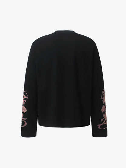 Studded Graphic Heavyweight Waffle Long Sleeve Tee