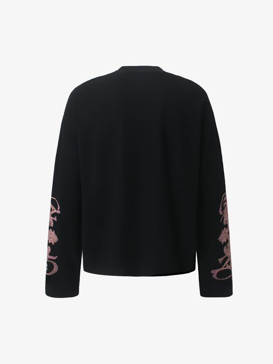 Langarmshirt aus schwerem Waffelpiqué mit Nietenmuster