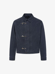 Distressed Metal Airplane-Buckle Work Jacket