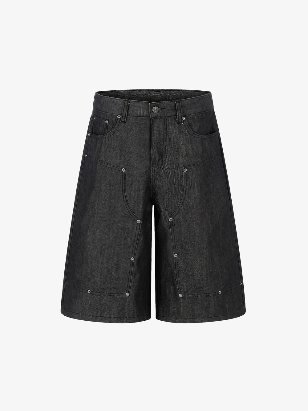 Patchwork Stud Denim Shorts