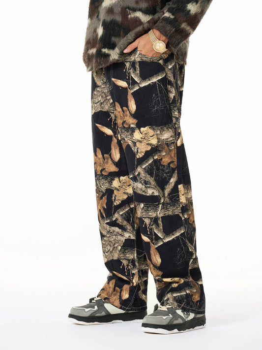 Unique Wide-Leg Denim Pants with Artistic Spider Design for Fashion Lovers 