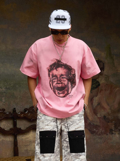 Cotton Oversized Graphic T-Shirt with Bold Print and Streetwear Style 