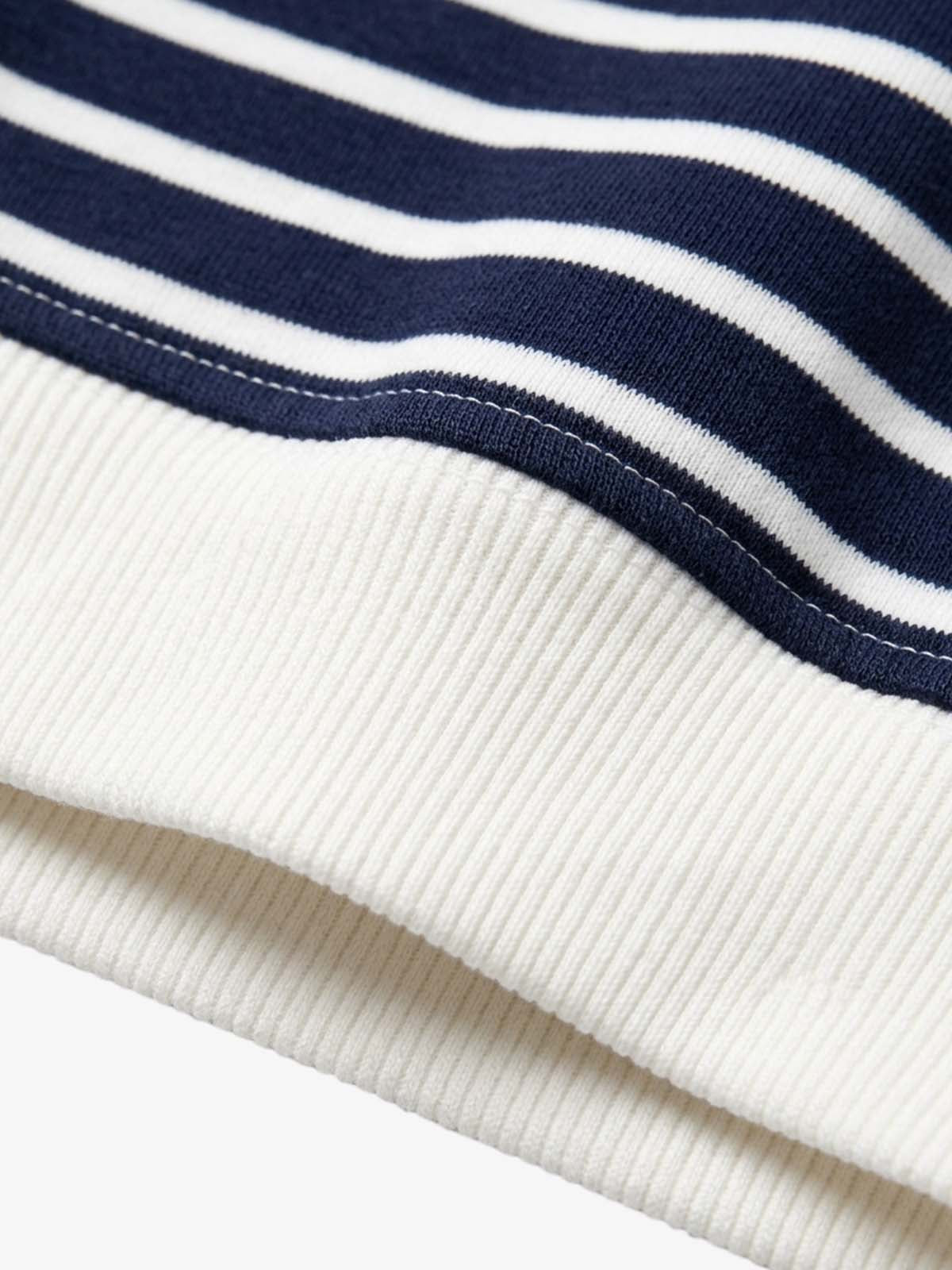 Anchor Embroidered Striped Heavyweight Sweatshirt