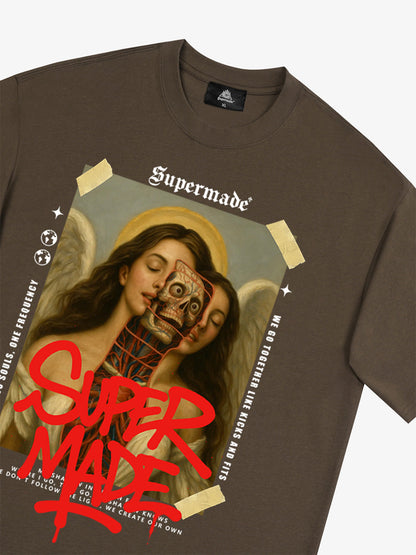 Angel and Demon Struggle Graphic T-shirt 