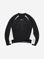 Digital Badge Color Block Sports Long Sleeve Tee