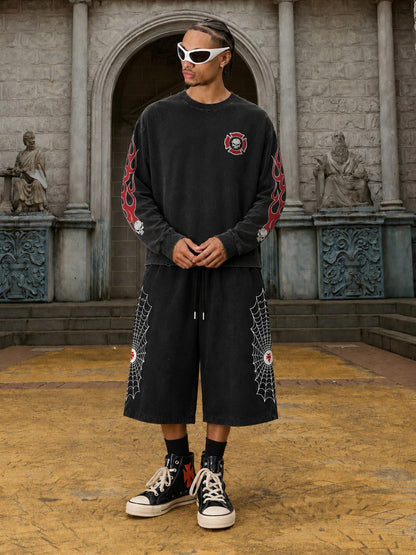 Flame Skull Graphic Long Sleeve Tee
