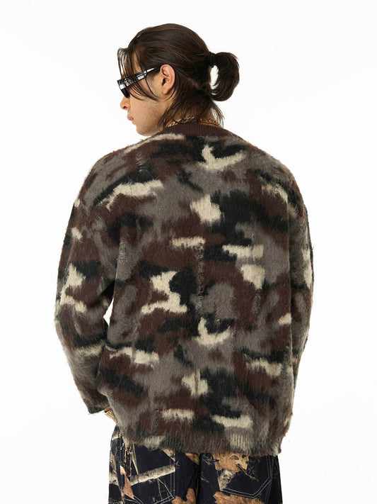 Camouflage Pattern Oversized Sweater for Men - Trendy and Versatile Streetwear 