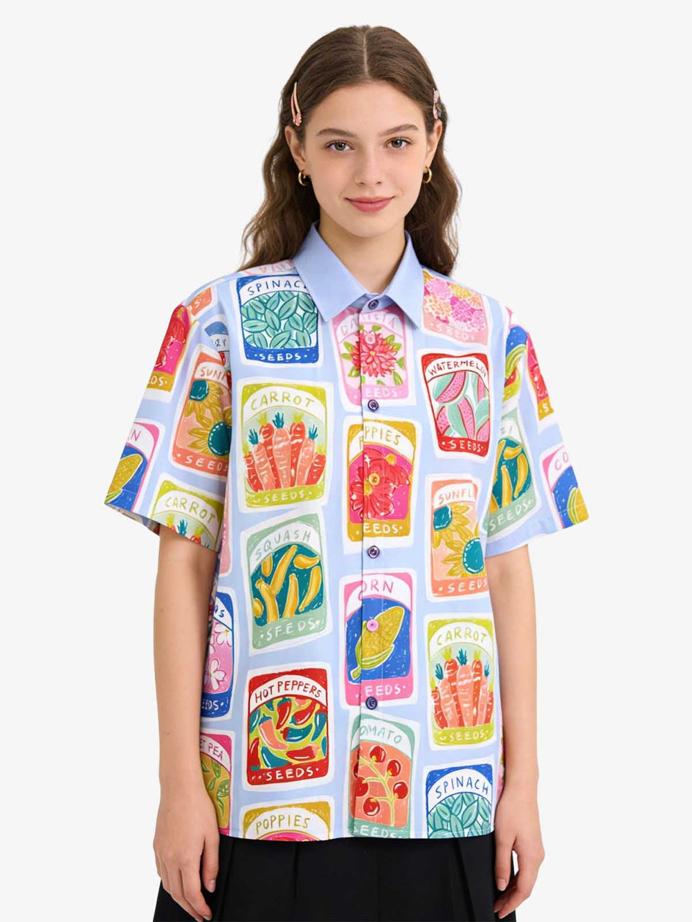 Vintage Seed Packet Camp Collar Boxy Shirt 