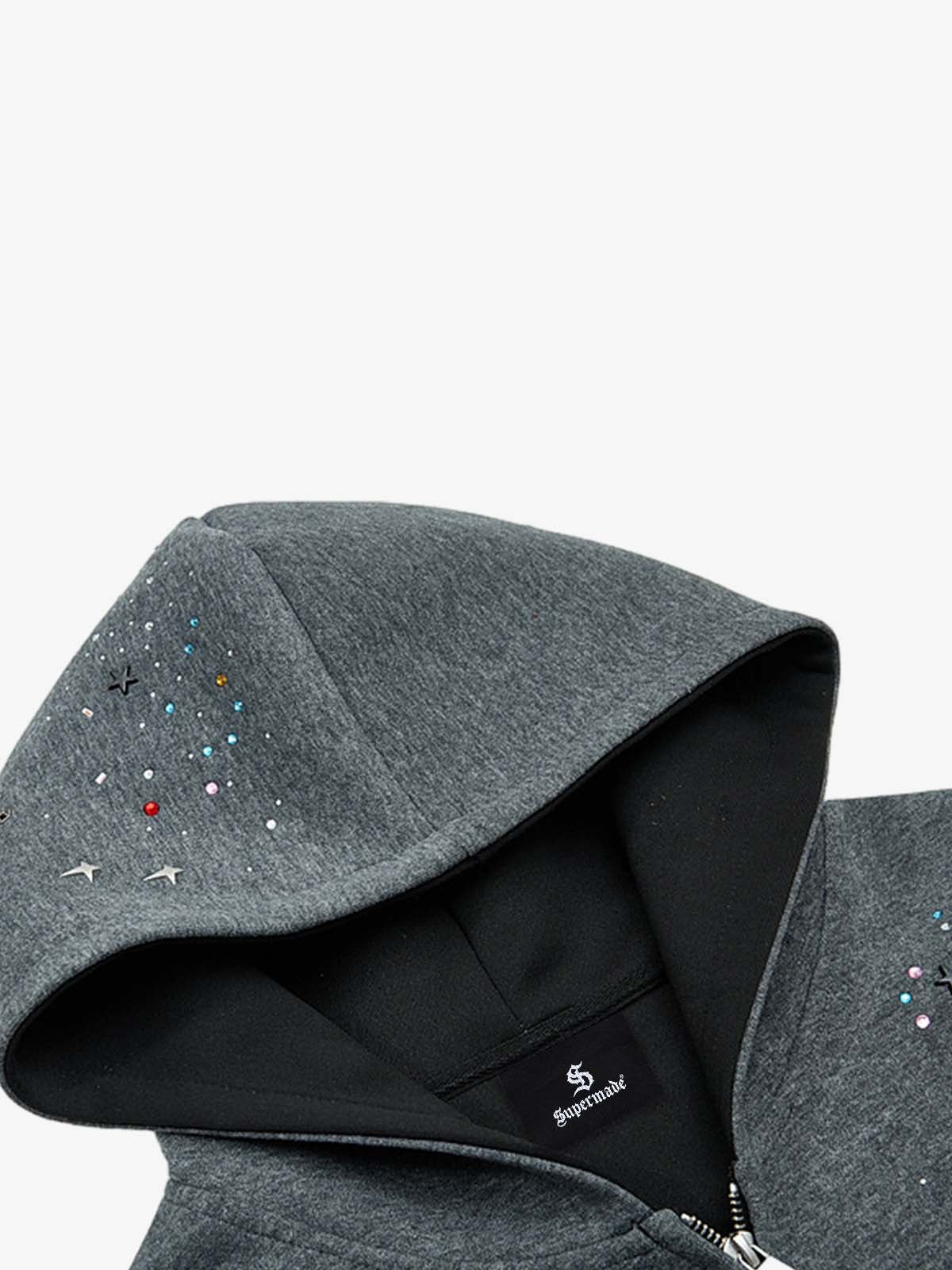 Rhinestone Zip Hoodie