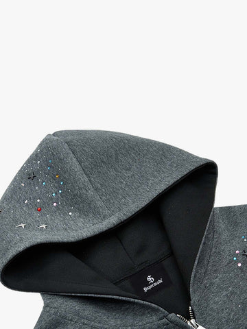 Rhinestone Zip Hoodie