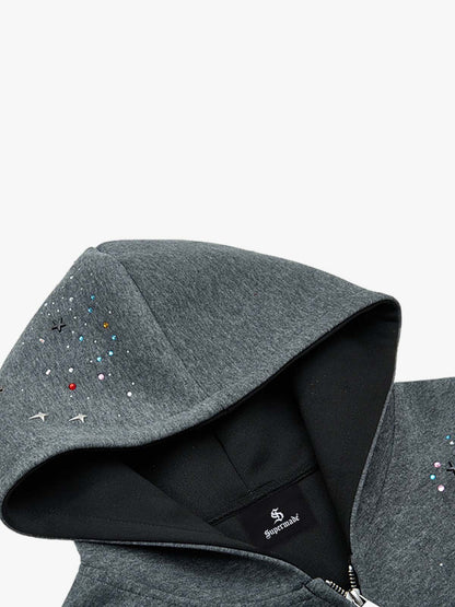 Rhinestone Zip Hoodie