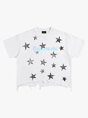 Raw Hem Cropped Cotton Tee