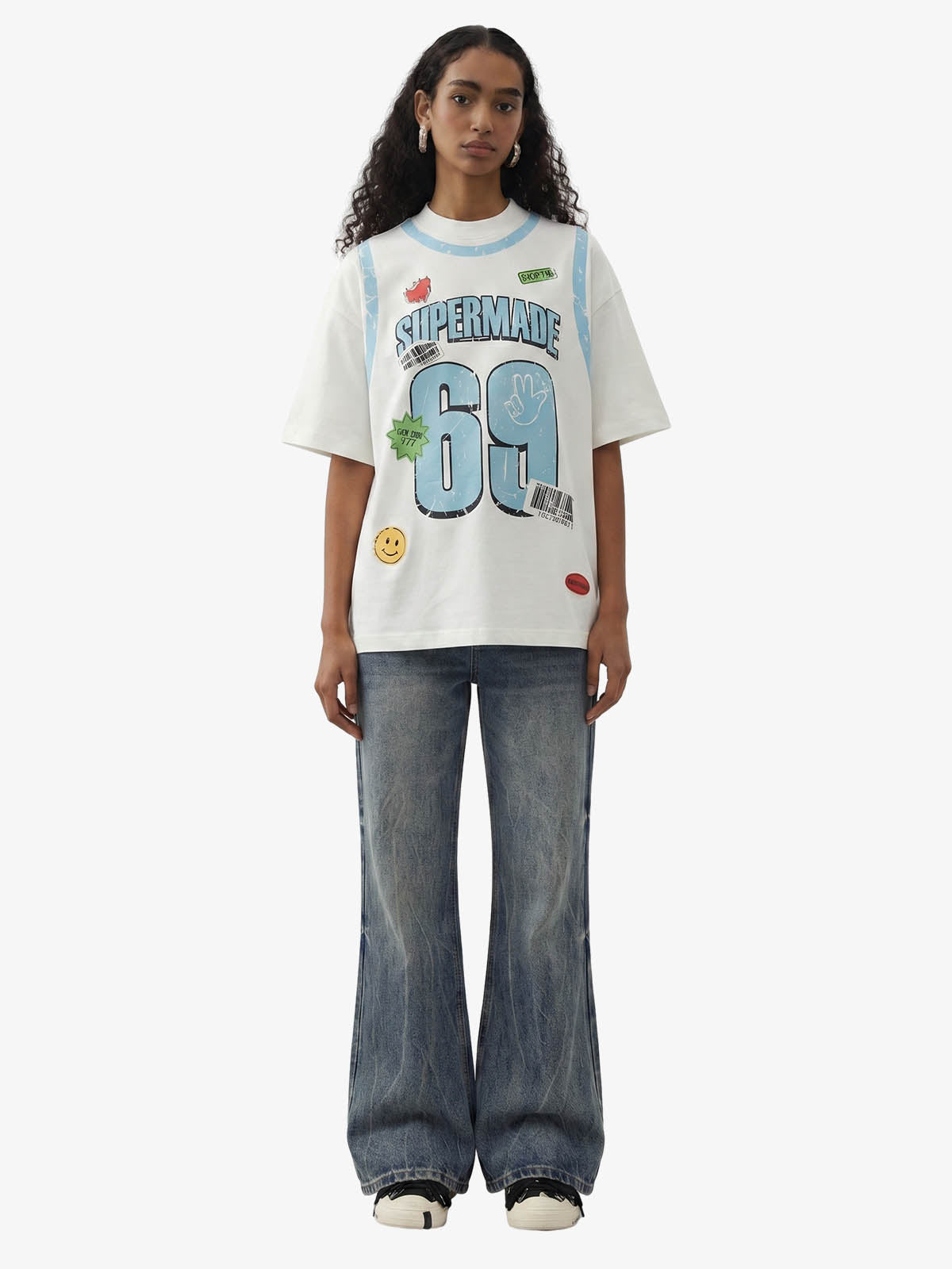 Distressed Number 69 Graphic Print T-Shirt 