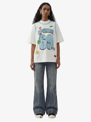 Distressed Number 69 Graphic Print T-Shirt 