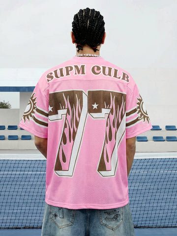Pink Flame Print Jersey T-shirt - 2390 