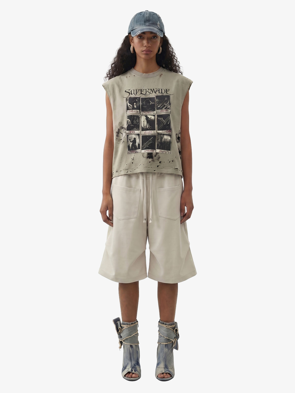 Side Pockets Drawstring Waist Casual Jorts 