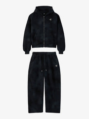 Vintage Washed Tie-Dye Zip Up Hoodie & Barrel Sweatpants Tracksuit 