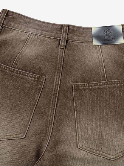 Vintage Washed Workwear Barrel Jeans - 2593 