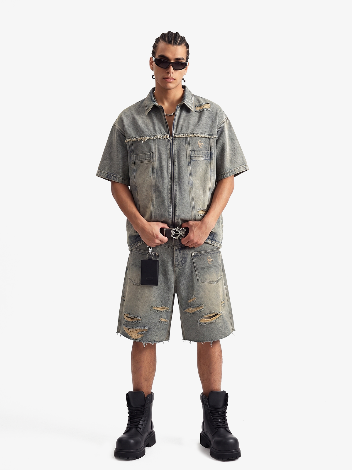 Ripped Denim Distressed Suit - 2460