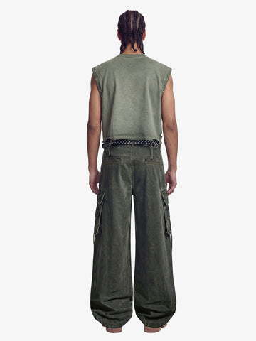 Washed Safety Pin Graphic Cargo Pants 