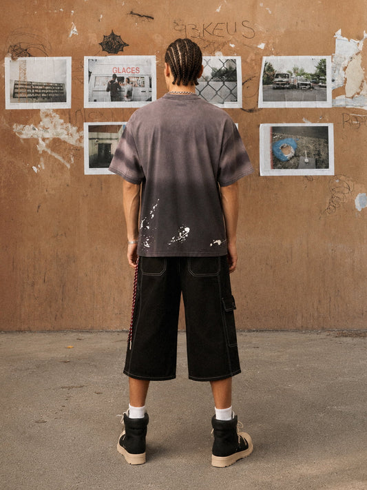 Camiseta con estampado de letras Ink Splash - 2414