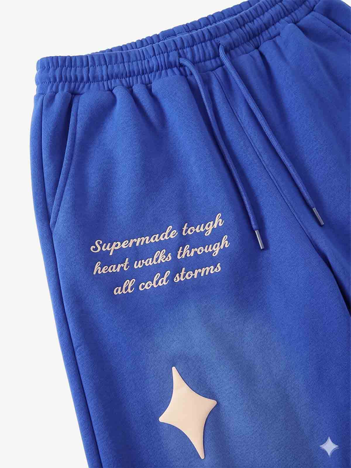 Spray Paint Star Print Distressed Sweatpants 