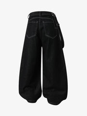 Detachable One-Shoulder Denim Overalls 