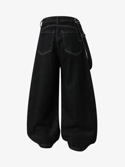 Detachable One-Shoulder Denim Overalls