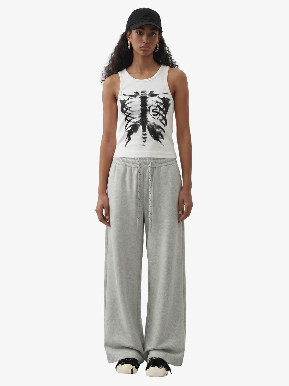 Drawstring Wide Leg Relaxed Sweatpants 