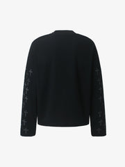Langarmshirt mit Slogan und Waffelmuster