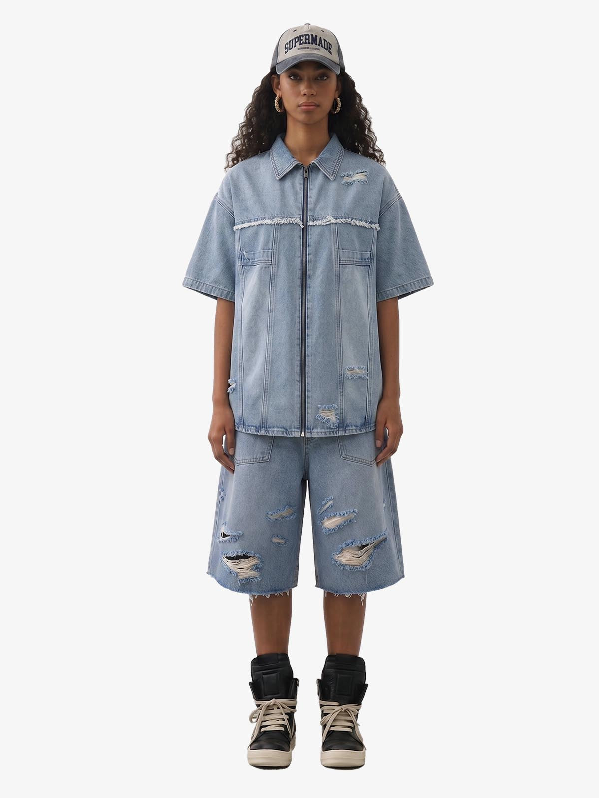 Ripped Denim Distressed Suit - 2460 