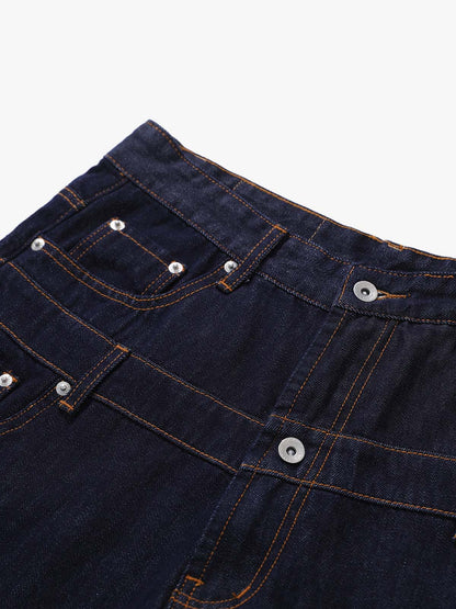 Studded Double-Waist Wide-Leg Jorts