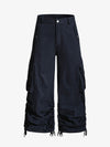 Pantalon cargo incurvé à ourlets froncés