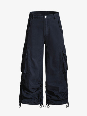 Ruched Cuffs Curved Cargo Pants 