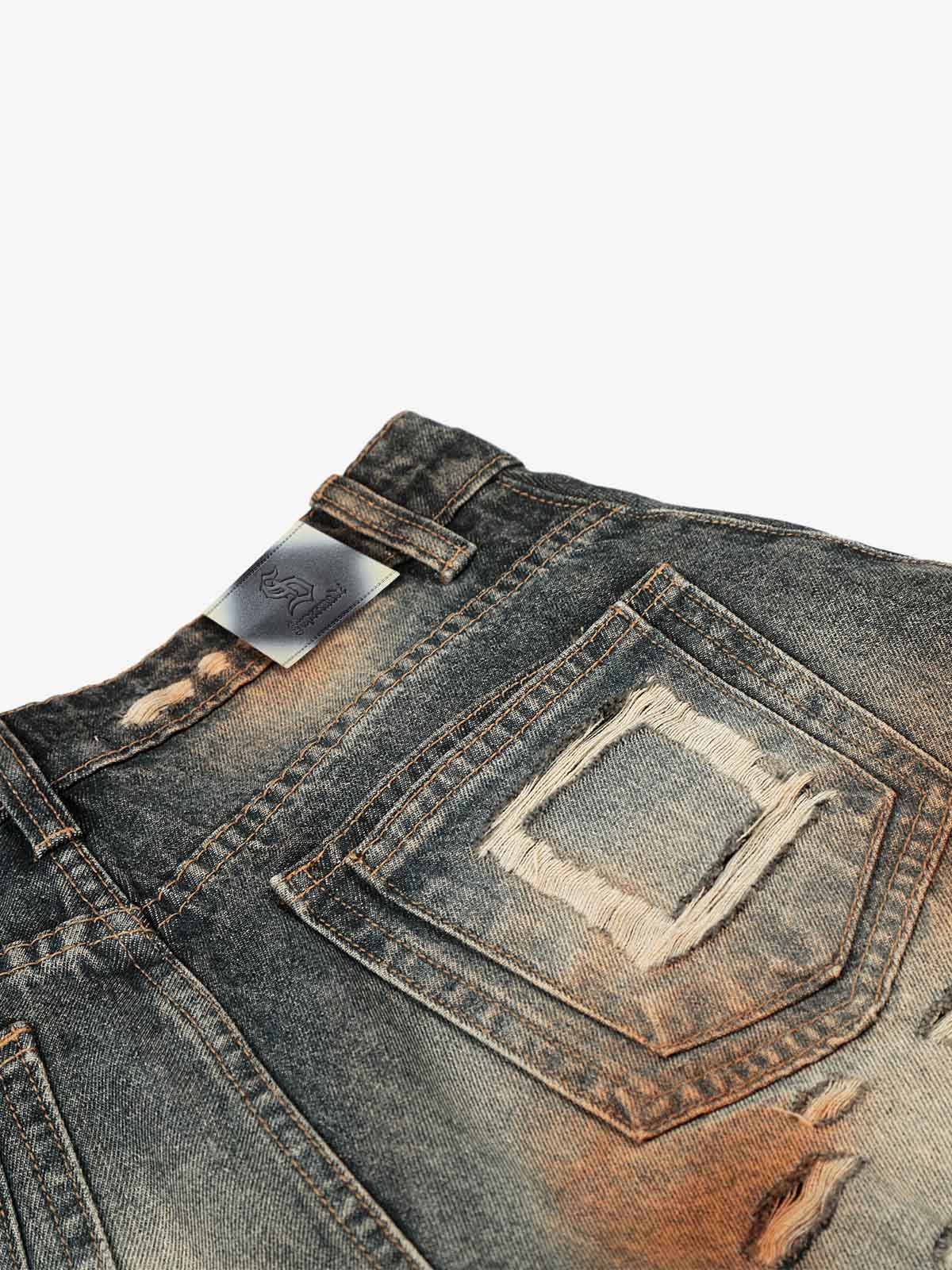 Distressed Ripped Detail Baggy Jeans