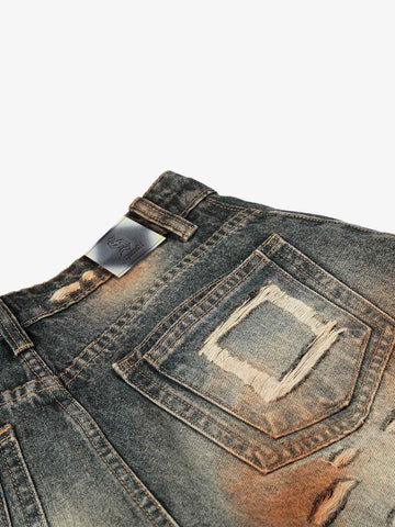 Distressed Ripped Detail Baggy Jeans