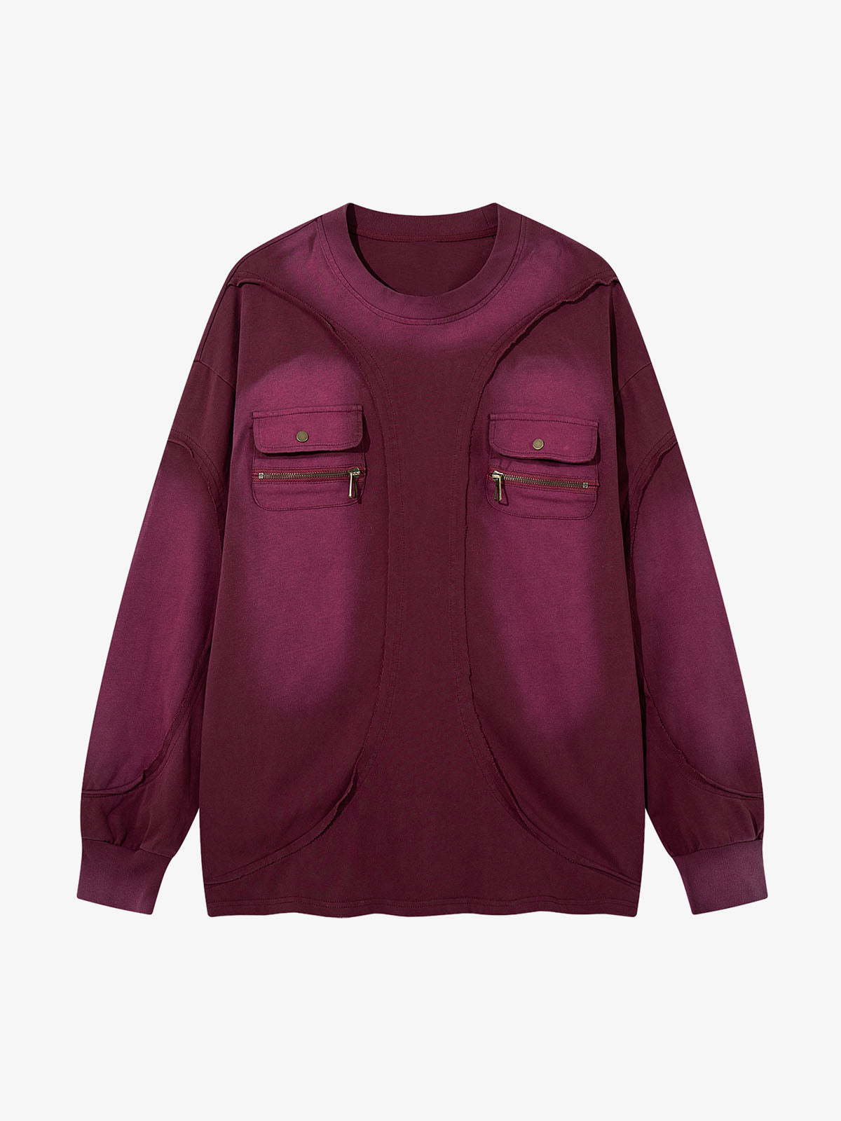 Distressed Washed Pocket Workwear Sweatshirt