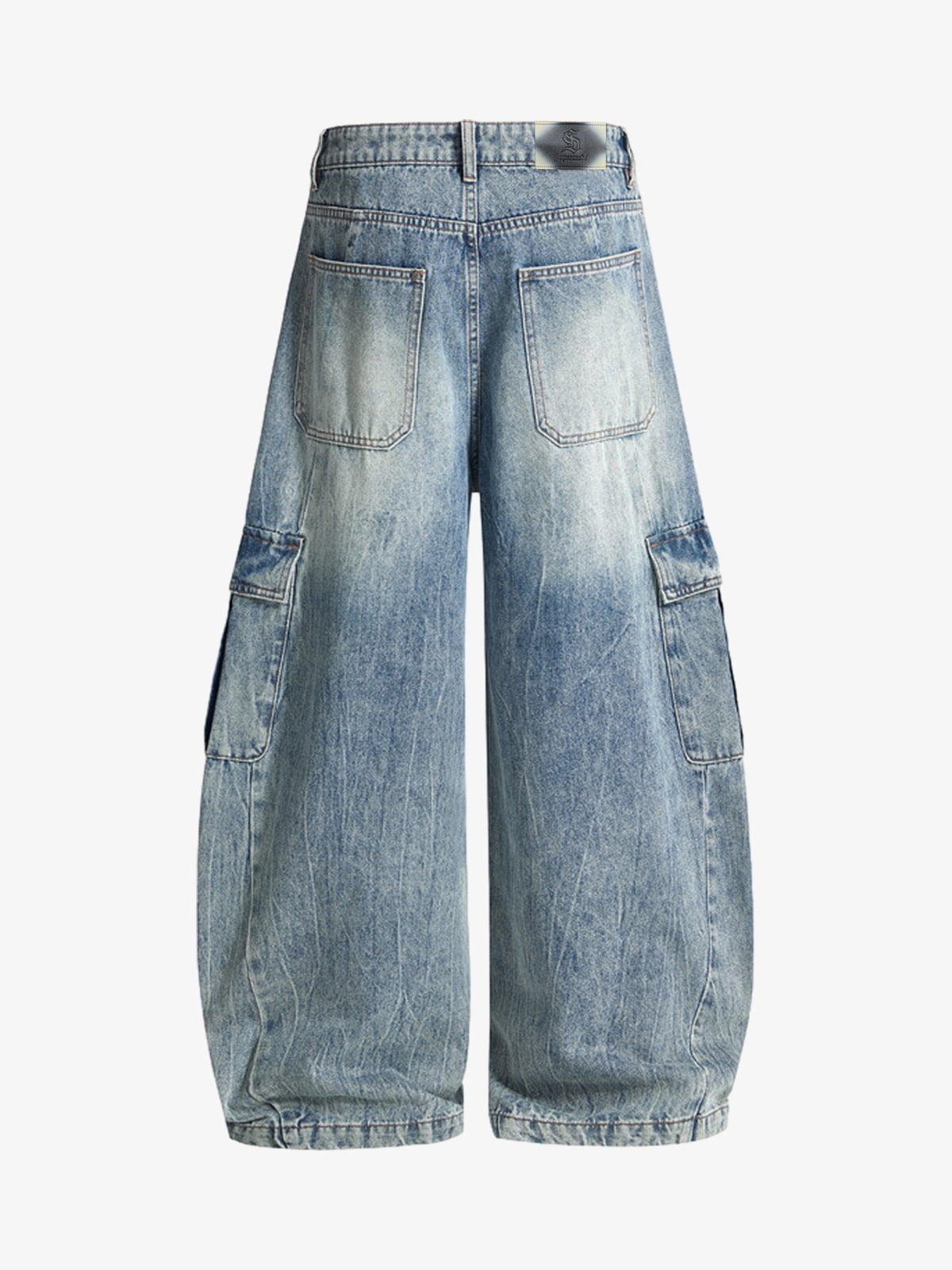 Vintage Cargo Pocket Washed Barrel Jeans 