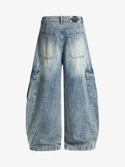 Vintage Cargo Pocket Washed Barrel Jeans 