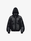 Knit Mesh Studded Boxy Zip-Up Hoodie